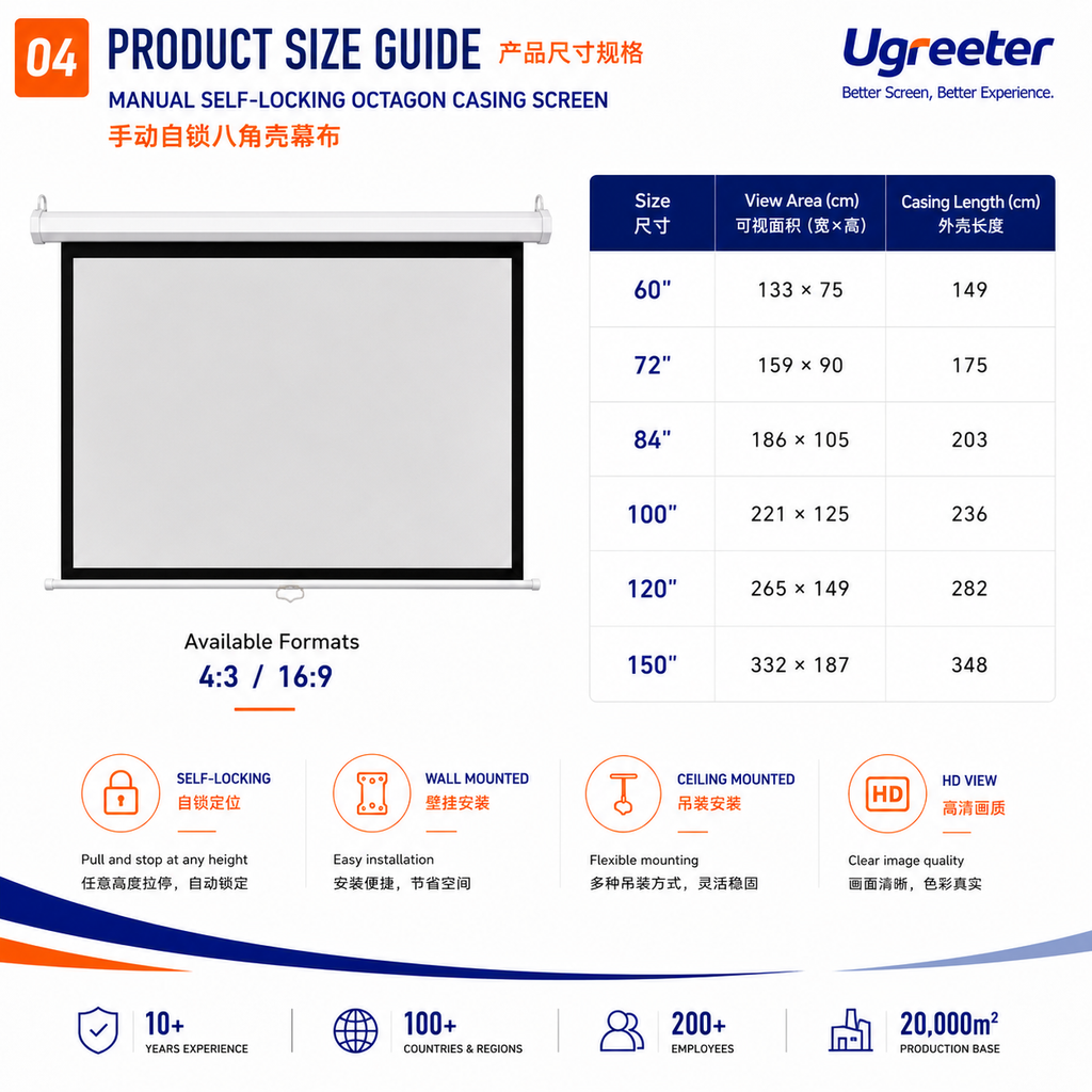 Manual Floor Rising Projector Screen