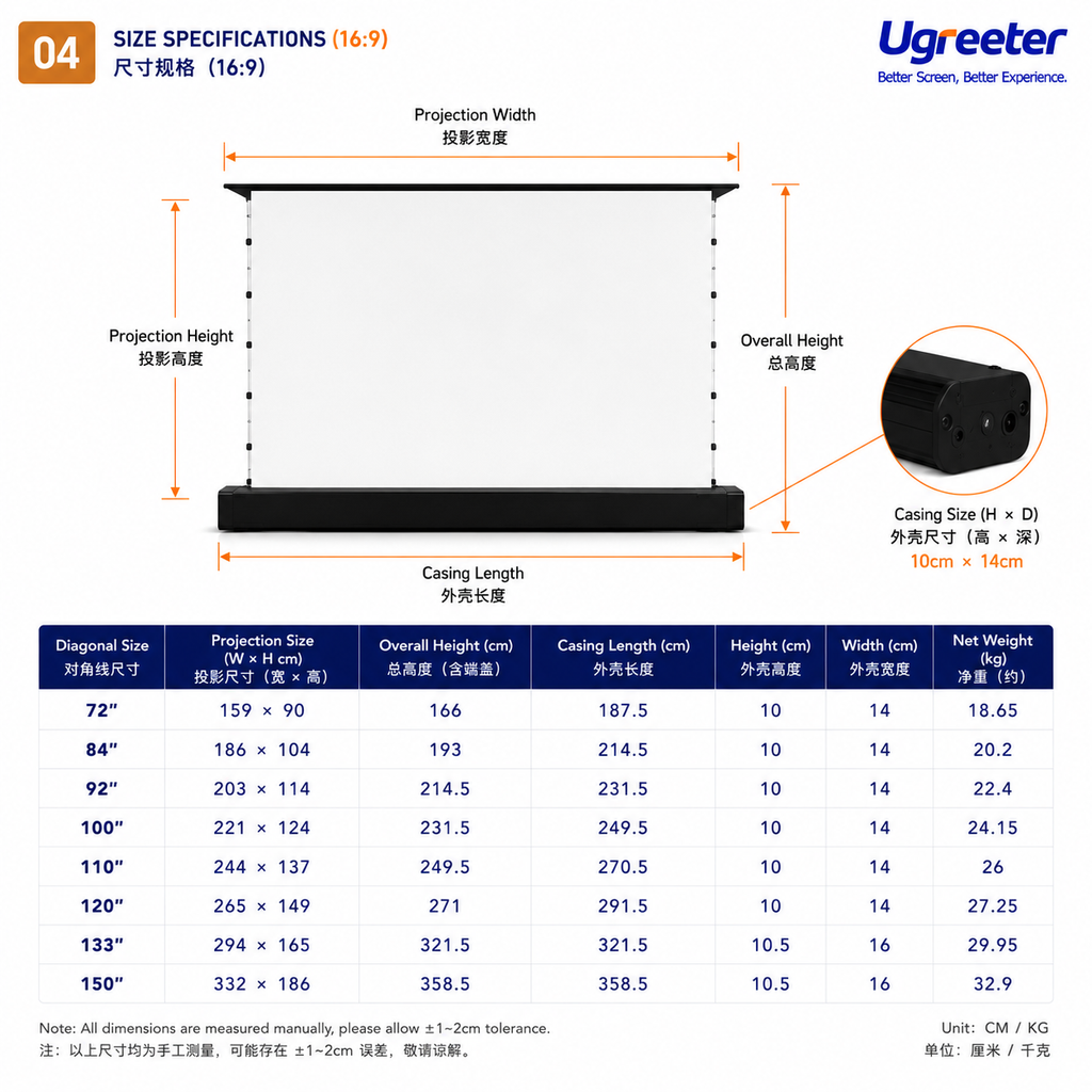Electric Floor Rising Projector Screen