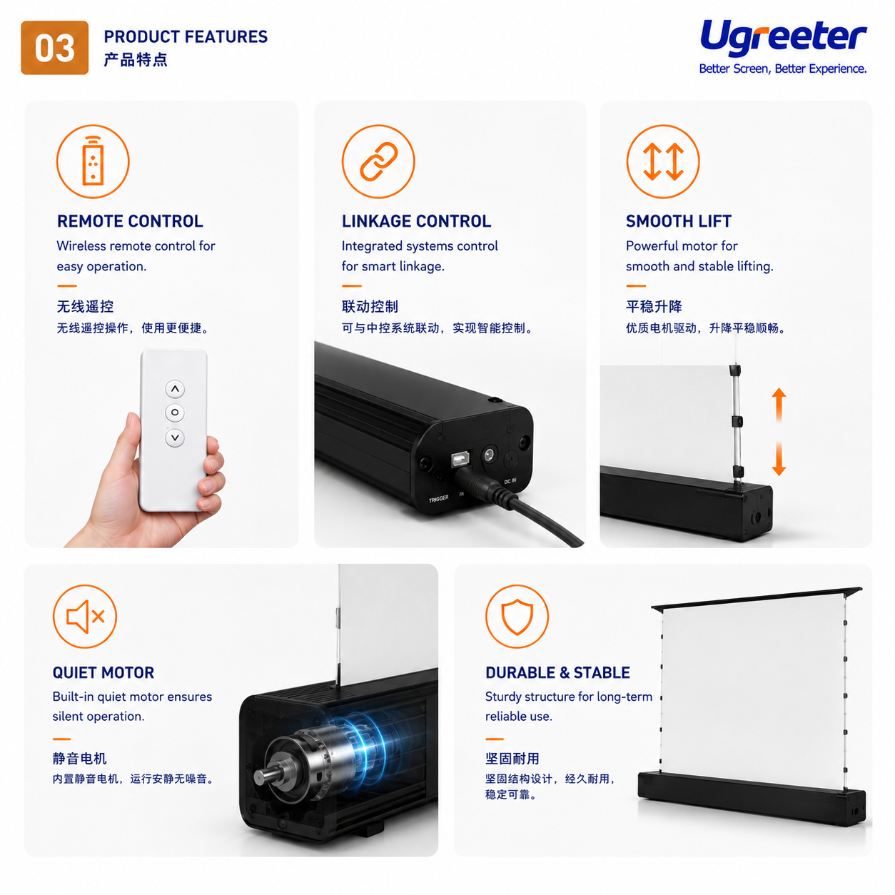 Electric Floor Rising Projector Screen