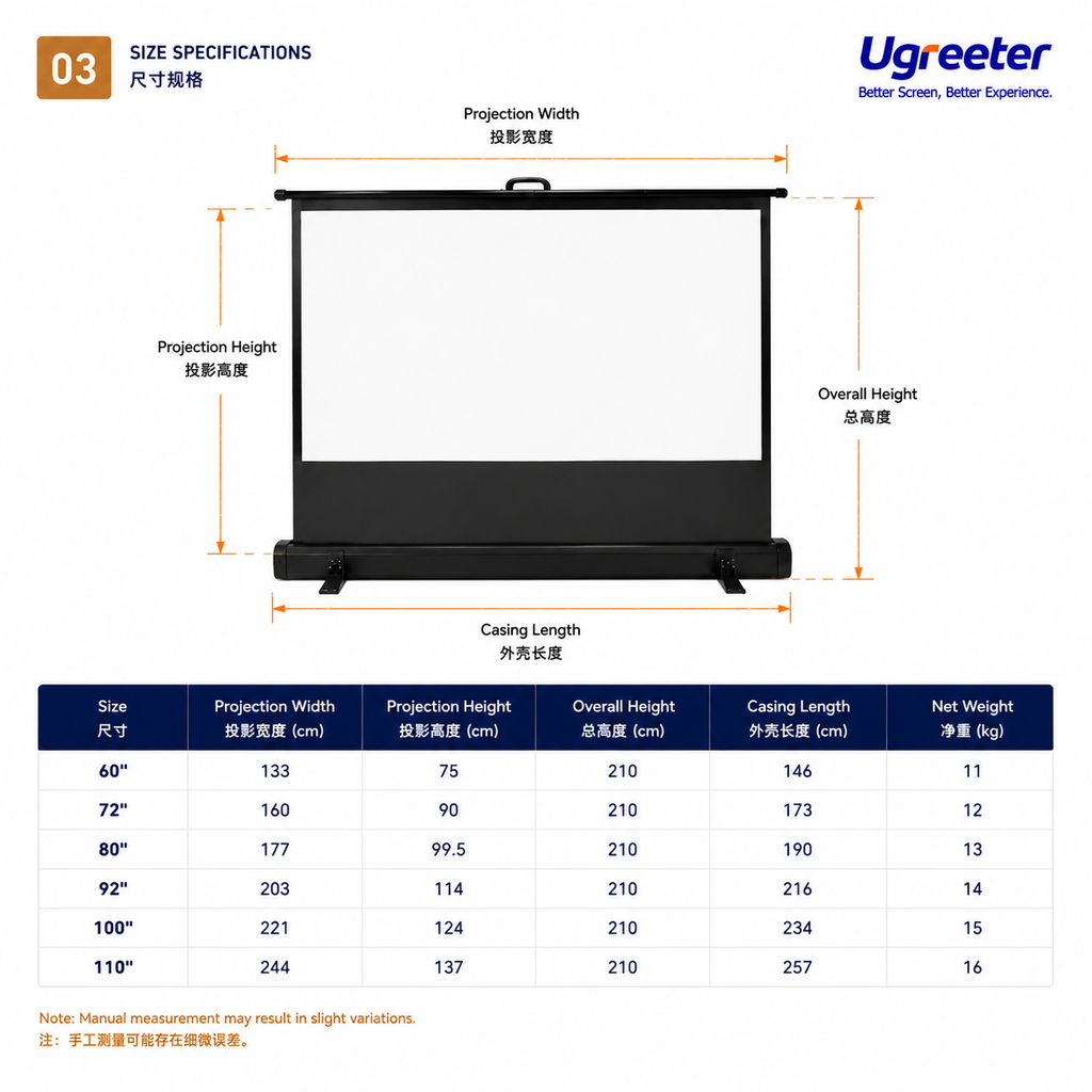 Manual Floor Rising Projector Screen